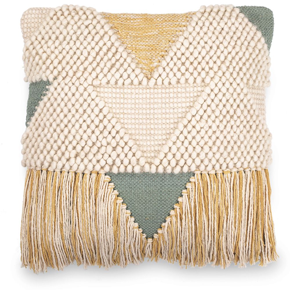 Cuscino Quadrato in Stile Boho Bali, Lana e Cotone fodera + imbottitura - Metsal