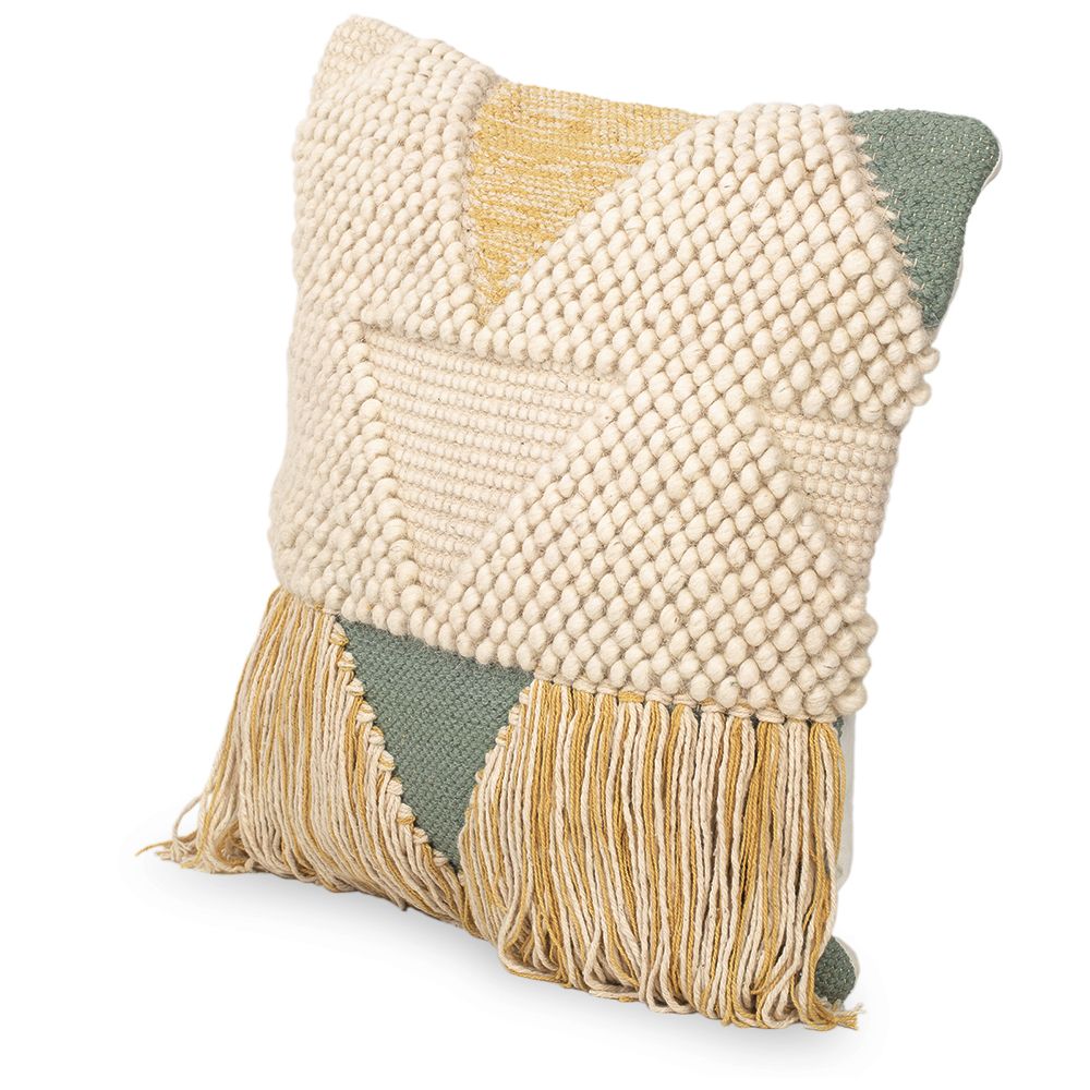 Cuscino Quadrato in Stile Boho Bali, Lana e Cotone fodera + imbottitura - Metsal