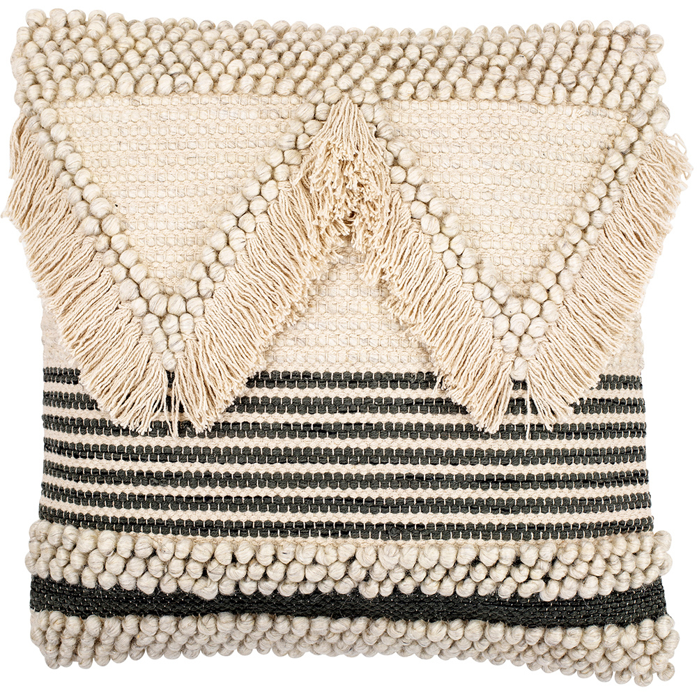 Cuscino Quadrato in Stile Boho Bali, Lana e Cotone fodera + imbottitura - Stara