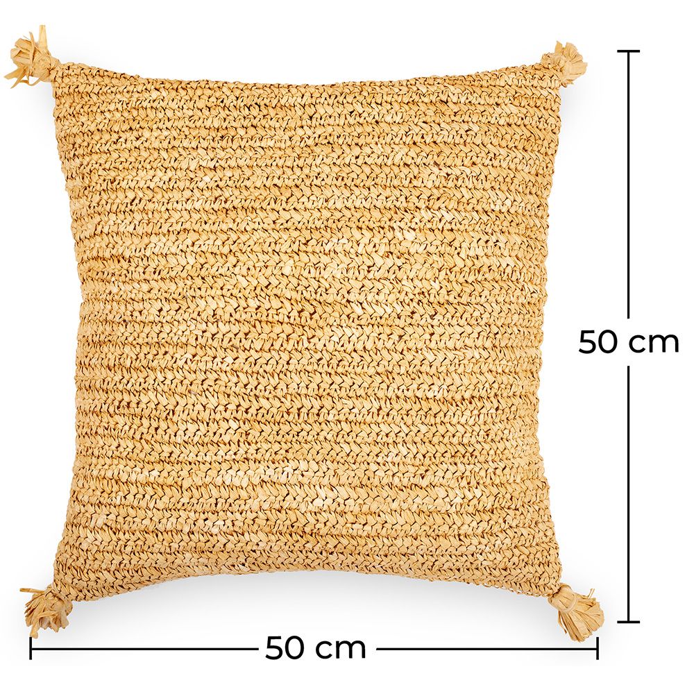 Federa per cuscino Carol 100% Rafia - Stile Rustico - 50x50 cm fodera + imbottitura