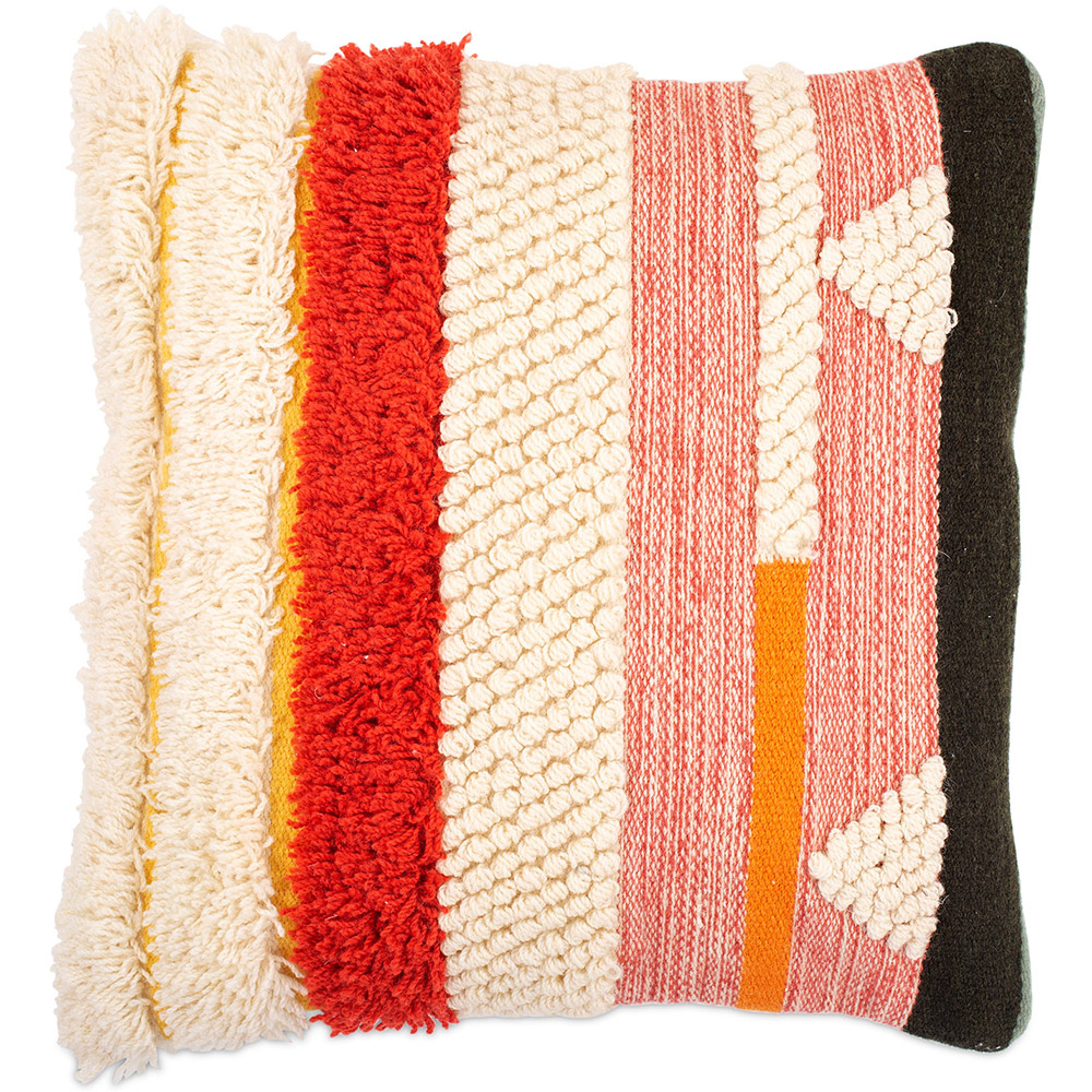 Cuscino Quadrato in Stile Boho Bali, Lana e Cotone fodera + imbottitura - Eunice