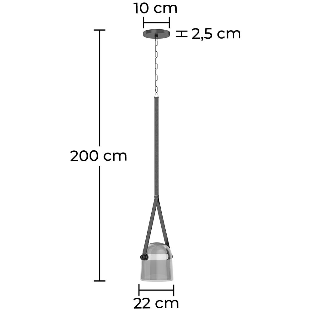 Lampada da soffitto a LED in vetro fumè, design moderno - Nam