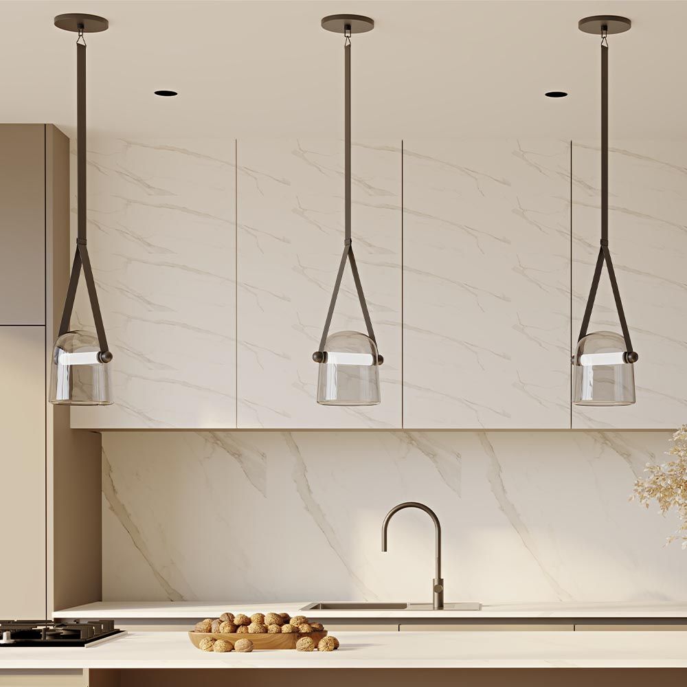 Lampada da soffitto a LED in vetro fumè, design moderno - Nam