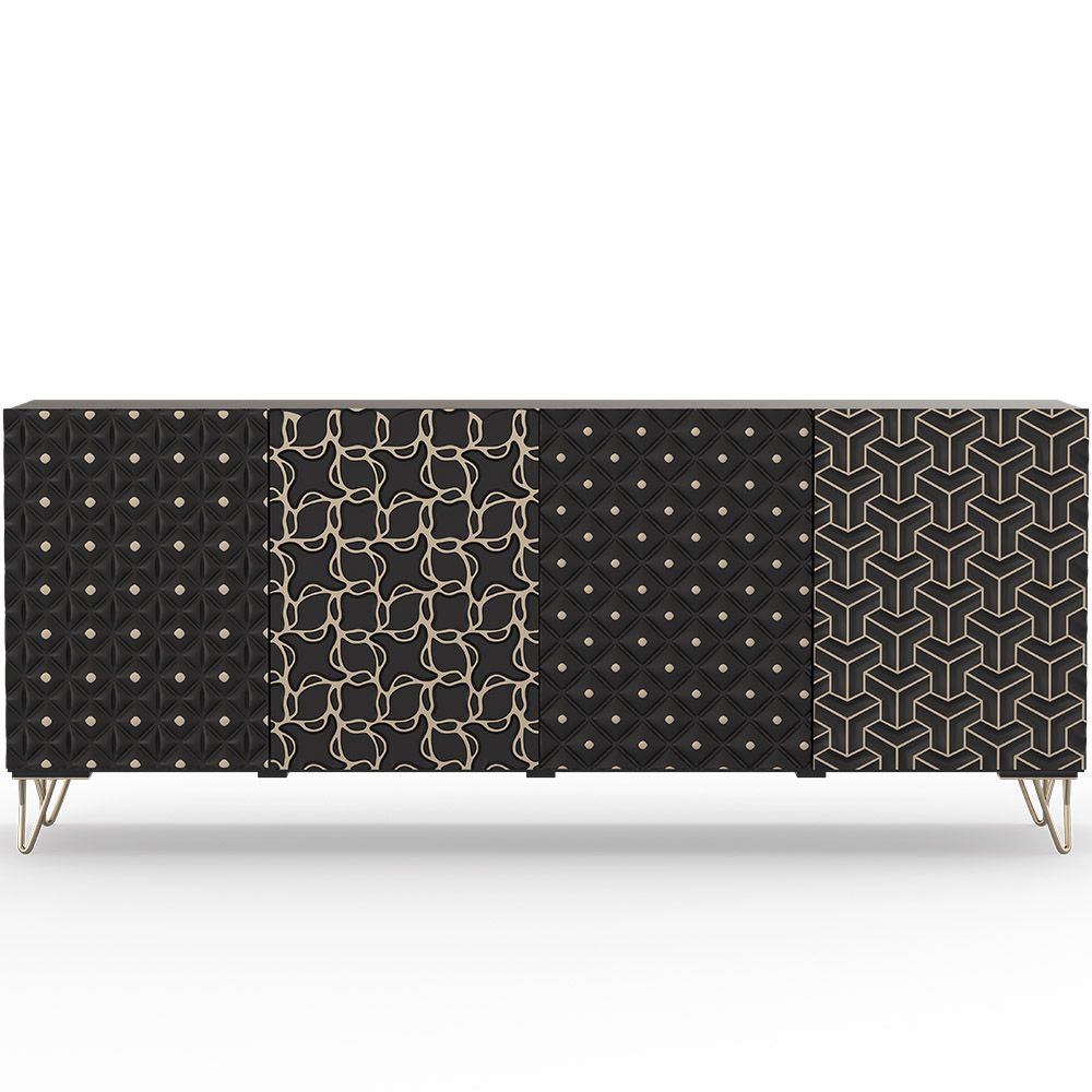 Credenza in stile in legno - Nero - Prana