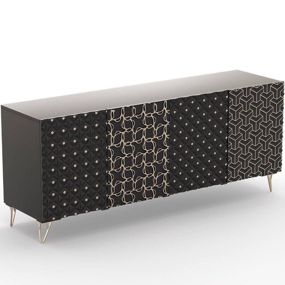 Credenza in stile in legno - Nero - Prana