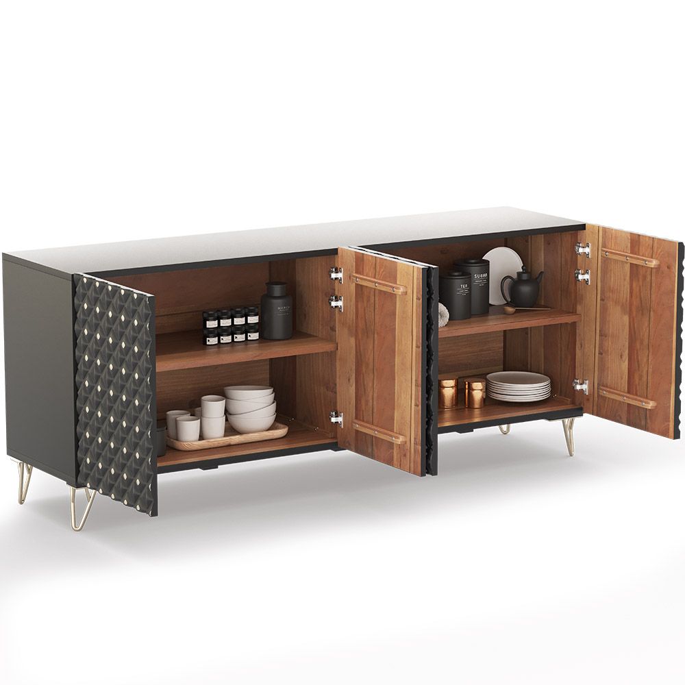 Credenza in stile in legno - Nero - Prana