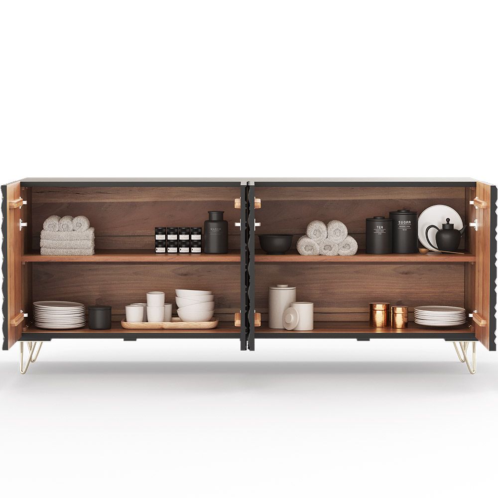 Credenza in stile in legno - Nero - Prana