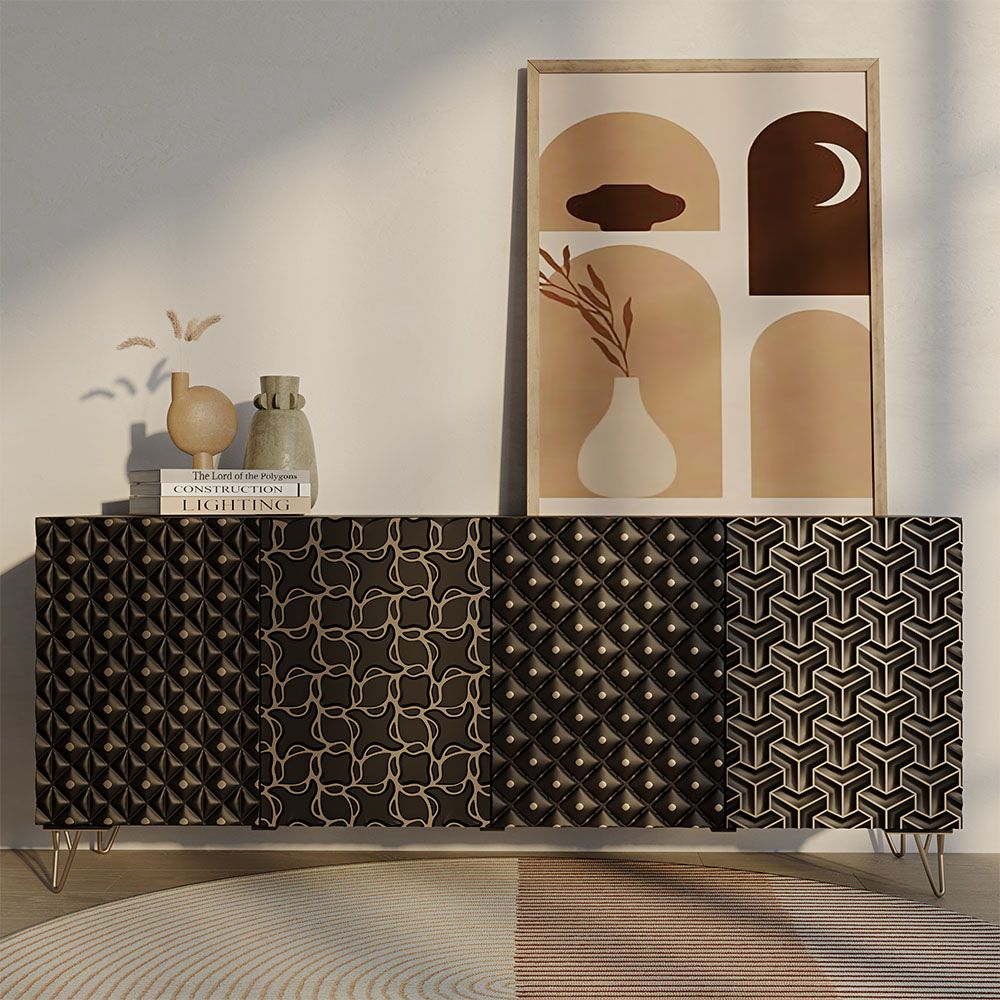 Credenza in stile in legno - Nero - Prana
