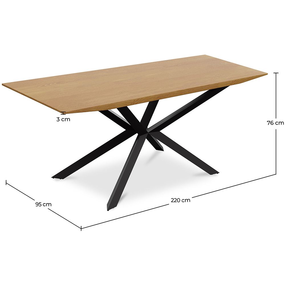 Set Tavolo in Legno in Stile Industriale (220cm) & 8 Sedie Mesh in Rattan e Velluto - Nema