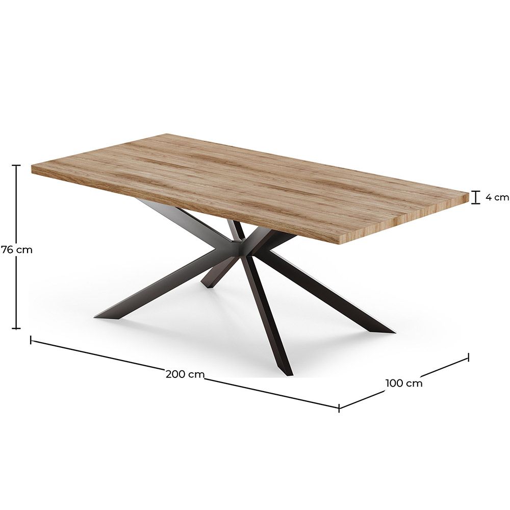 Set Tavolo in Legno in Stile Industriale (200cm) & 8 Sedie Mesh in Rattan e Velluto - Nema
