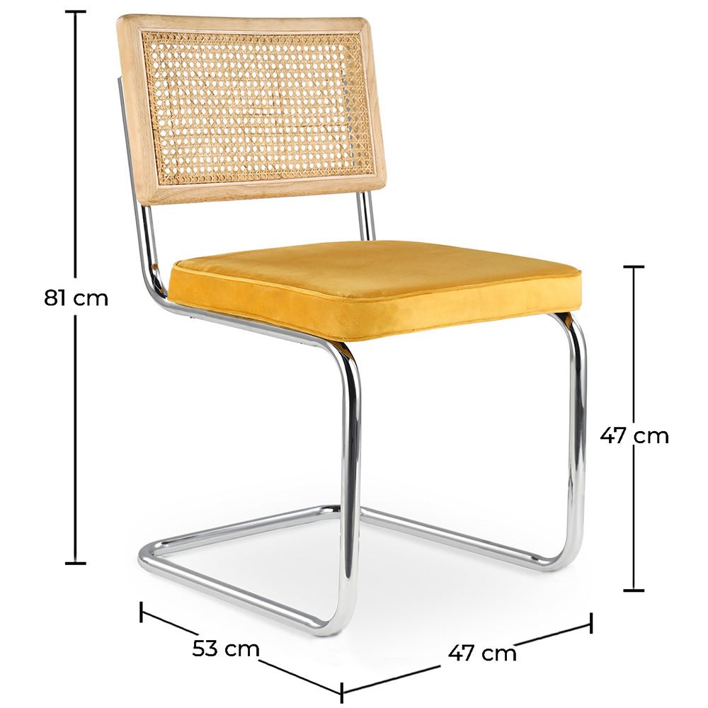 Set Tavolo da Pranzo Hairpin 150x90 & 6 Sedie Nere Mesh in Rattan e Velluto - Wanda