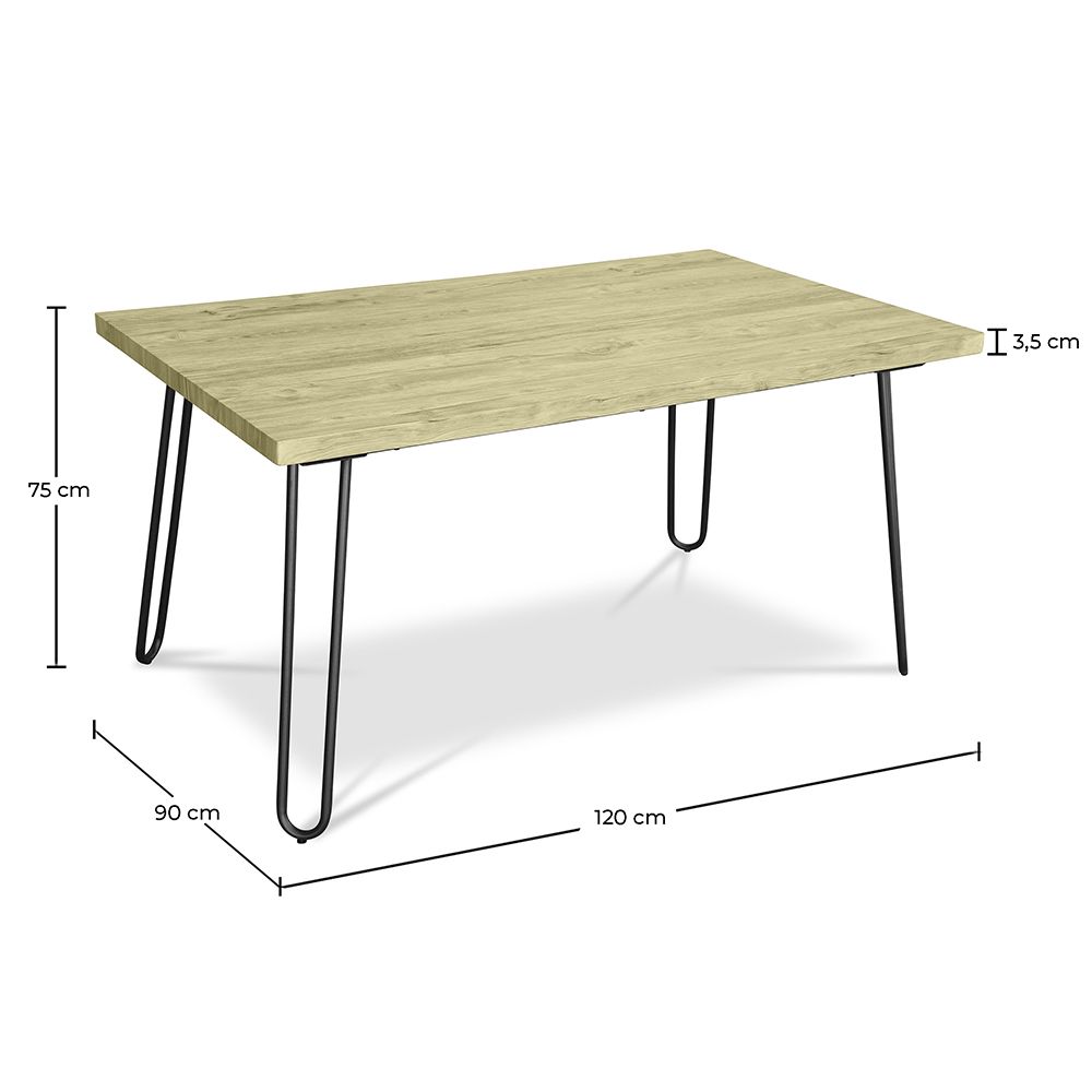 Set Tavolo da Pranzo Hairpin 120x90 & 4 Sedie Nere Mesh in Rattan - Canvas