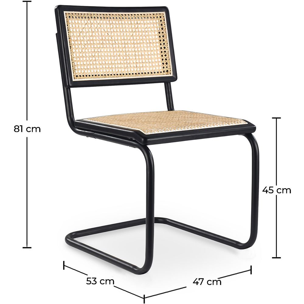 Set Tavolo in Legno in Stile Industriale (200cm) & 8 Sedie Mesh in Rattan e Legno Nero - Canvas