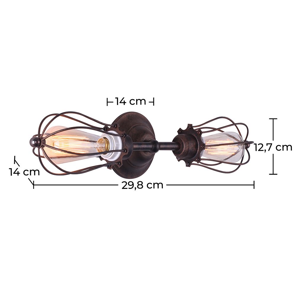 Lampadario da parete Edison a Gabbia - Acciaio di carbonio