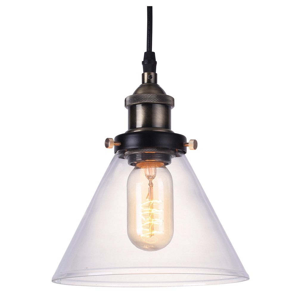 Lampadario Edison con paralume piccolo di cristallo - Acciaio di carbonio